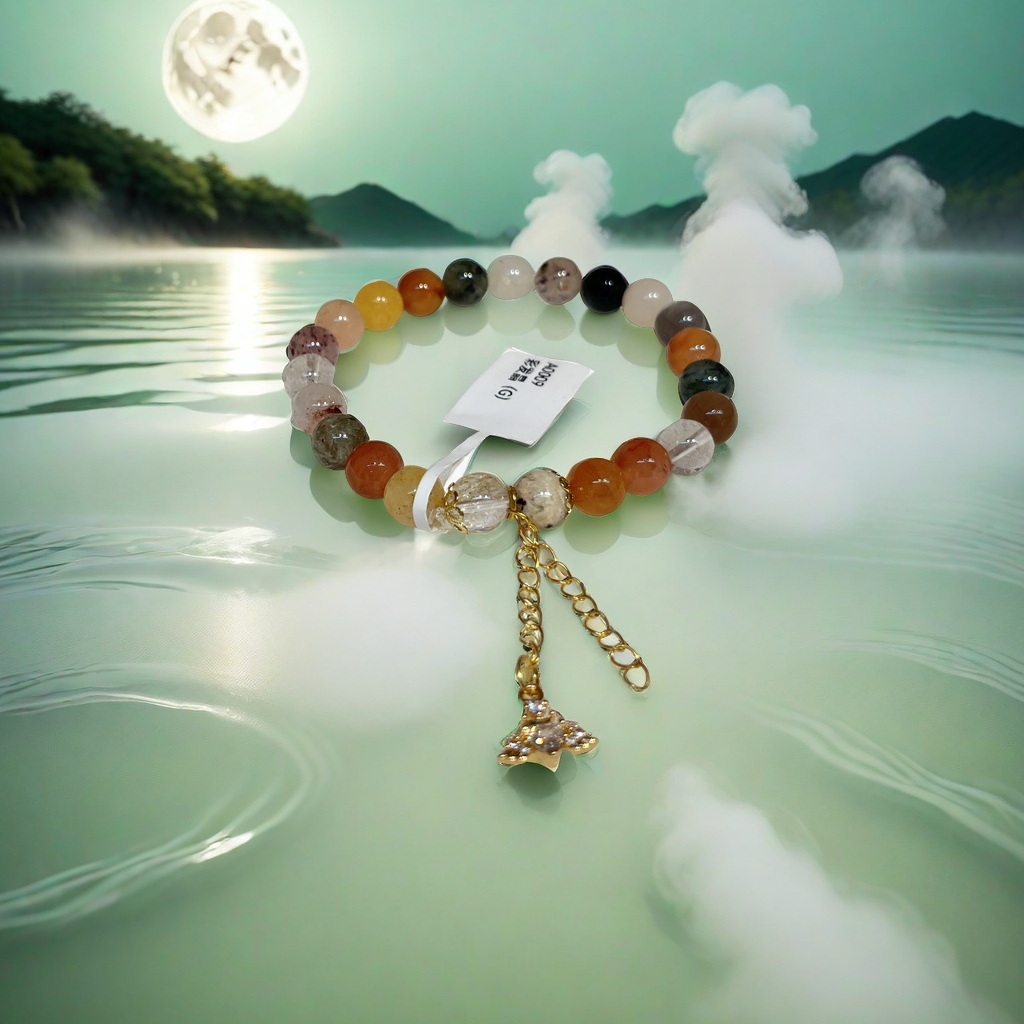 天然石彩发晶紫晶粉晶石榴石手链手串 时尚多彩手饰个性潮流礼品赠品详情图4