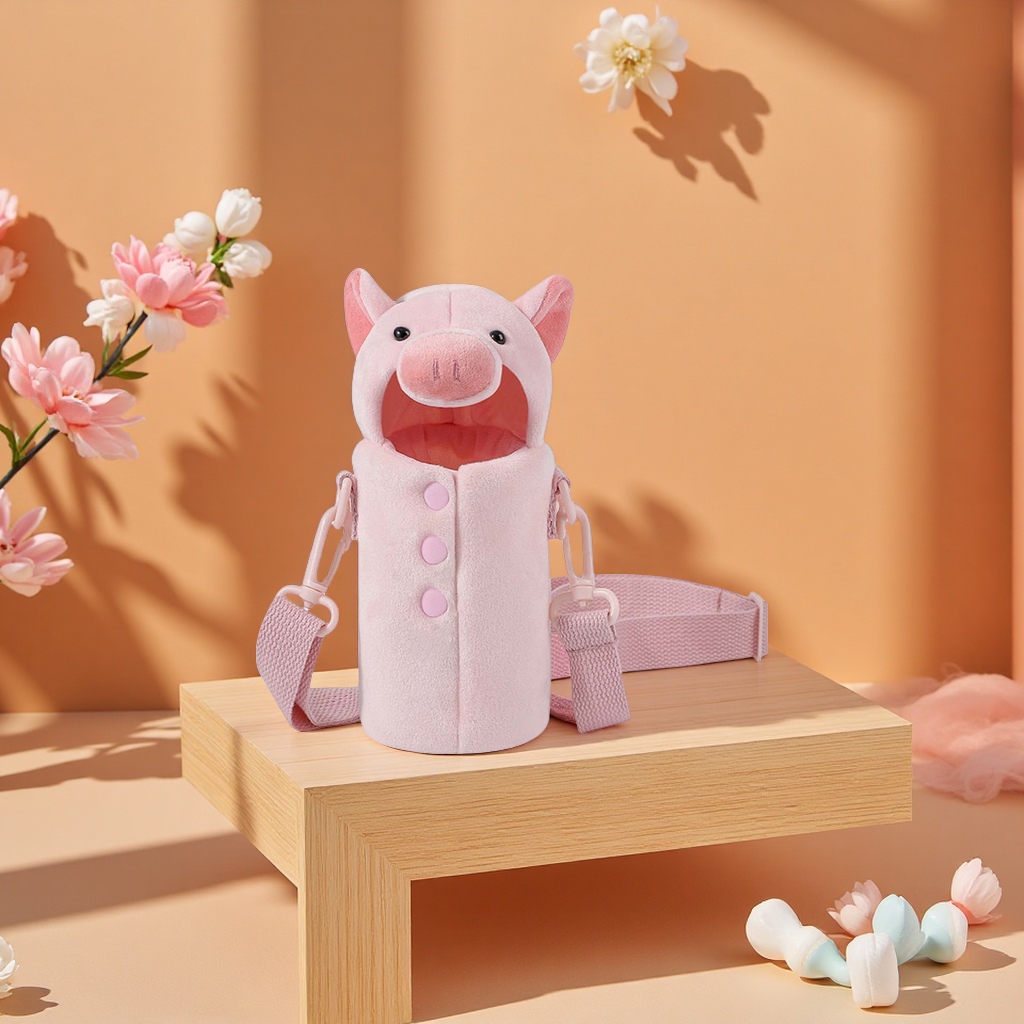Animal hood, water cup protective cover, crossbody, hand-held, anti-collision, anti-scalding, plush decorative cup cover Item Picture