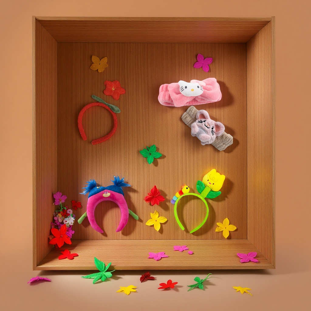 Plush animal handcrafted hair bands, cartoon headwear, personalized customization, children's protective eye masks, soft hair accessories Application Scenario