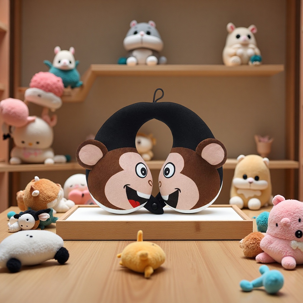 Customized children's U-shaped pillows, cartoon animal print neck protectors, LOGOPP cotton travel airplane plush toys, plush dolls details Picture