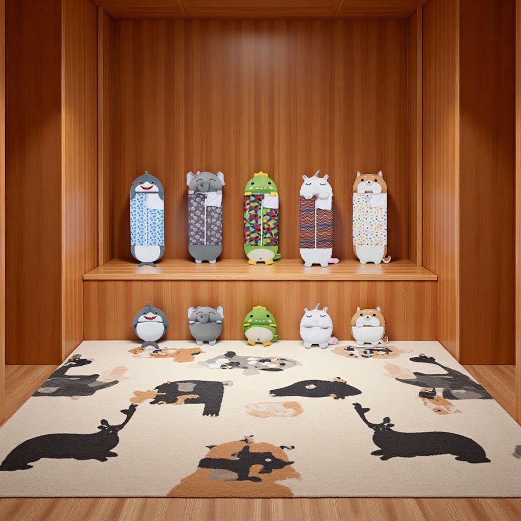 儿童户外长毛印花生肖动物收纳大童睡袋防踢定制礼品睡袋