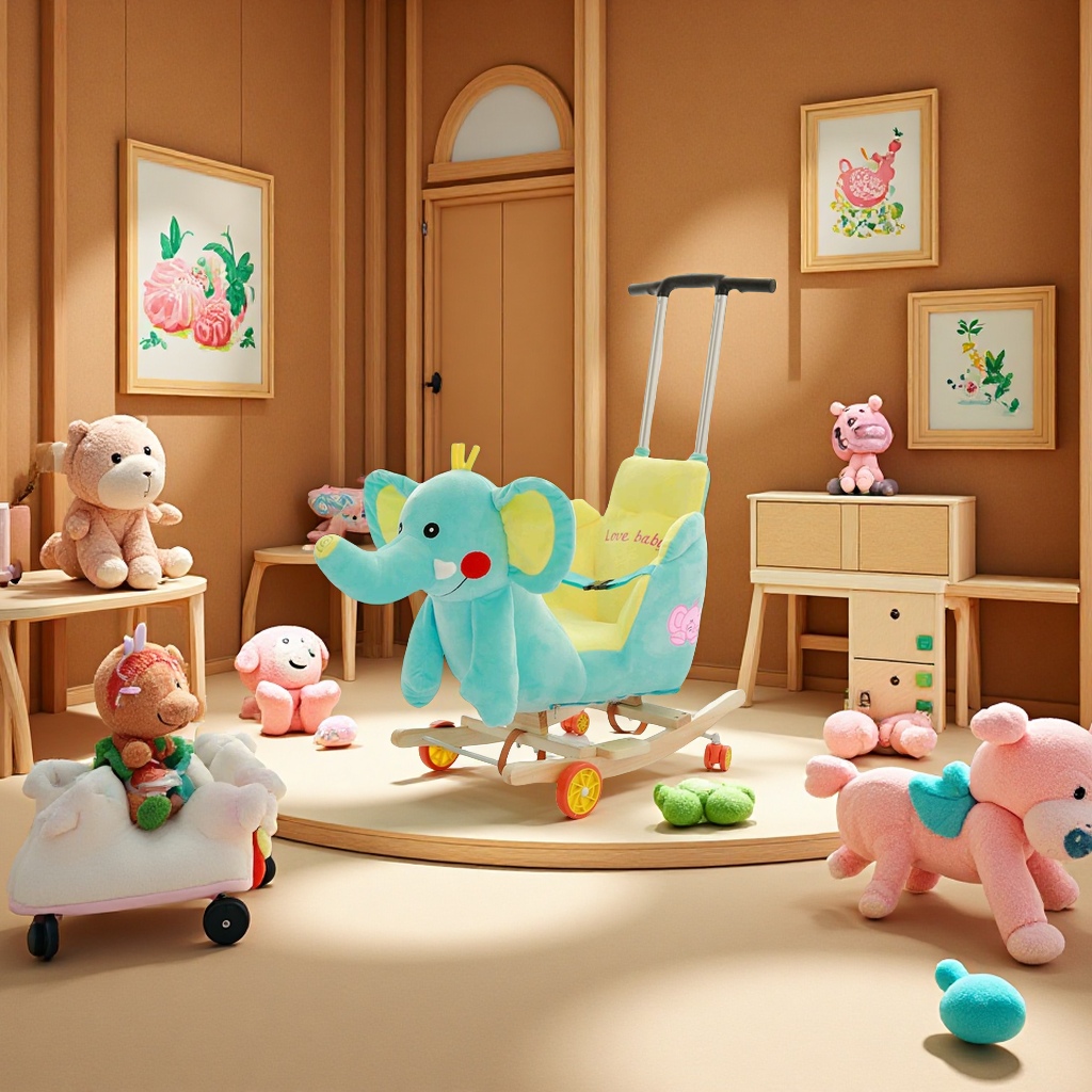 摇马宝宝摇椅儿童摇摇椅婴儿摇摇椅多功能宝宝摇椅可升降带音乐玩具白底实物图