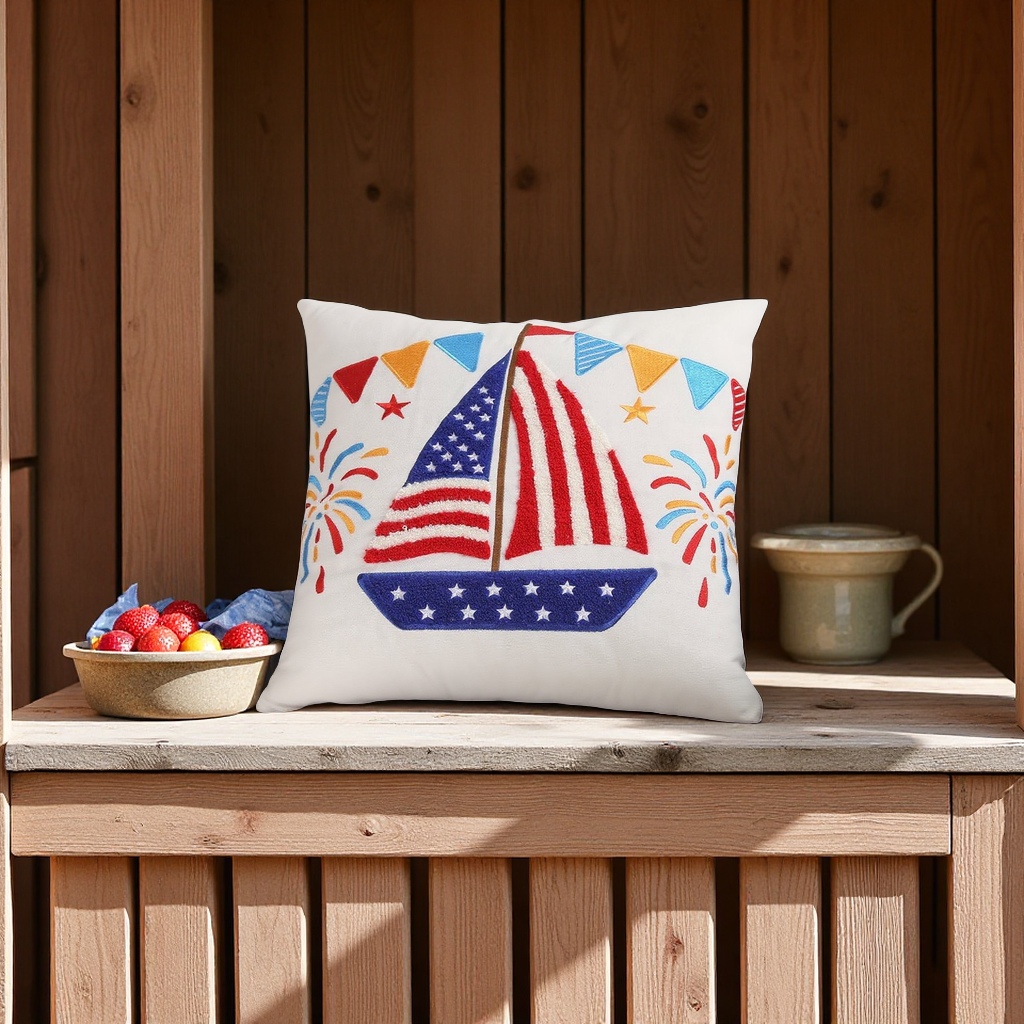 American Stars and Stripes cross-border new pillowcase, towel embroidery, outdoor home decoration, pillow, canvas cushion, pillow and quilt details Picture