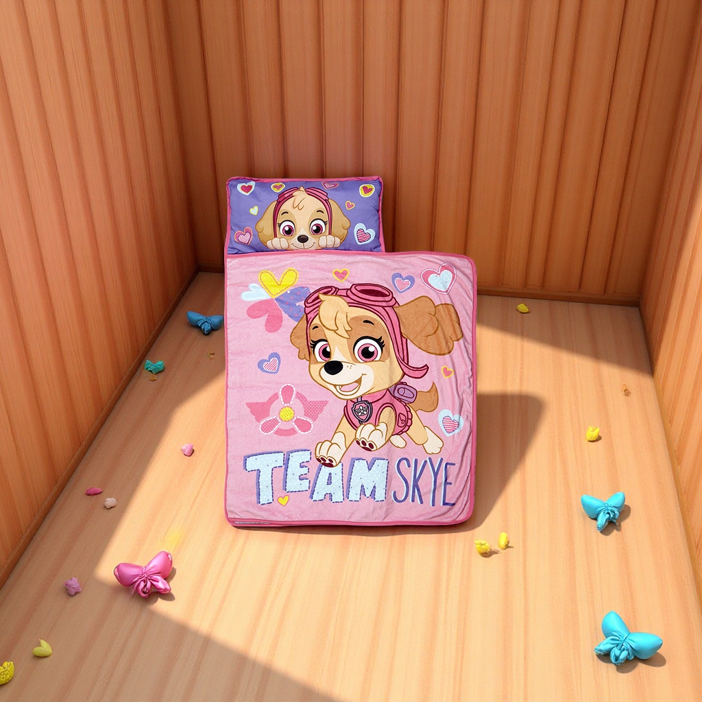 Cartoon-printed portable sleeping bag for children, integrated nap mat, cotton-padded blanket for kindergartens, anti-kick quilt, multi-functional