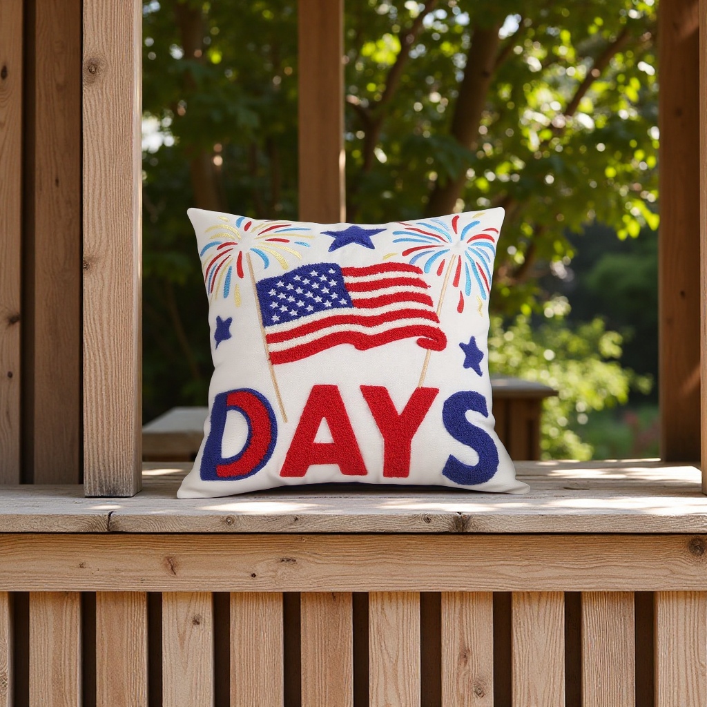 American Stars and Stripes cross-border new pillowcase, towel embroidery, outdoor home decoration, pillow, canvas cushion, pillow and quilt Specification image