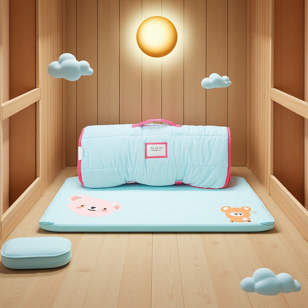 Cartoon-printed portable sleeping bag for children, integrated nap mat, cotton-padded blanket for kindergartens, anti-kick quilt, multi-functional Application Scenario