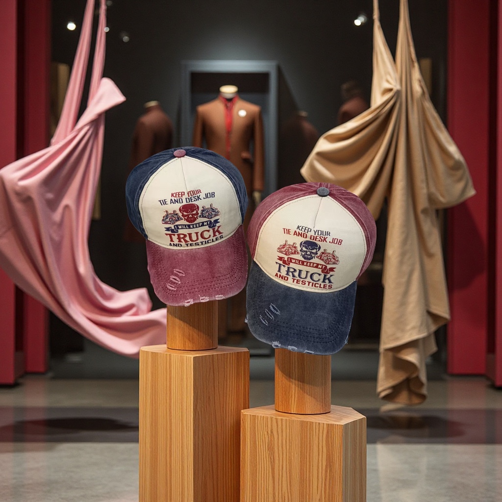 European and American trend adult baseball caps, women's printed skull letter casual baseball caps, men's truck driver caps details Picture