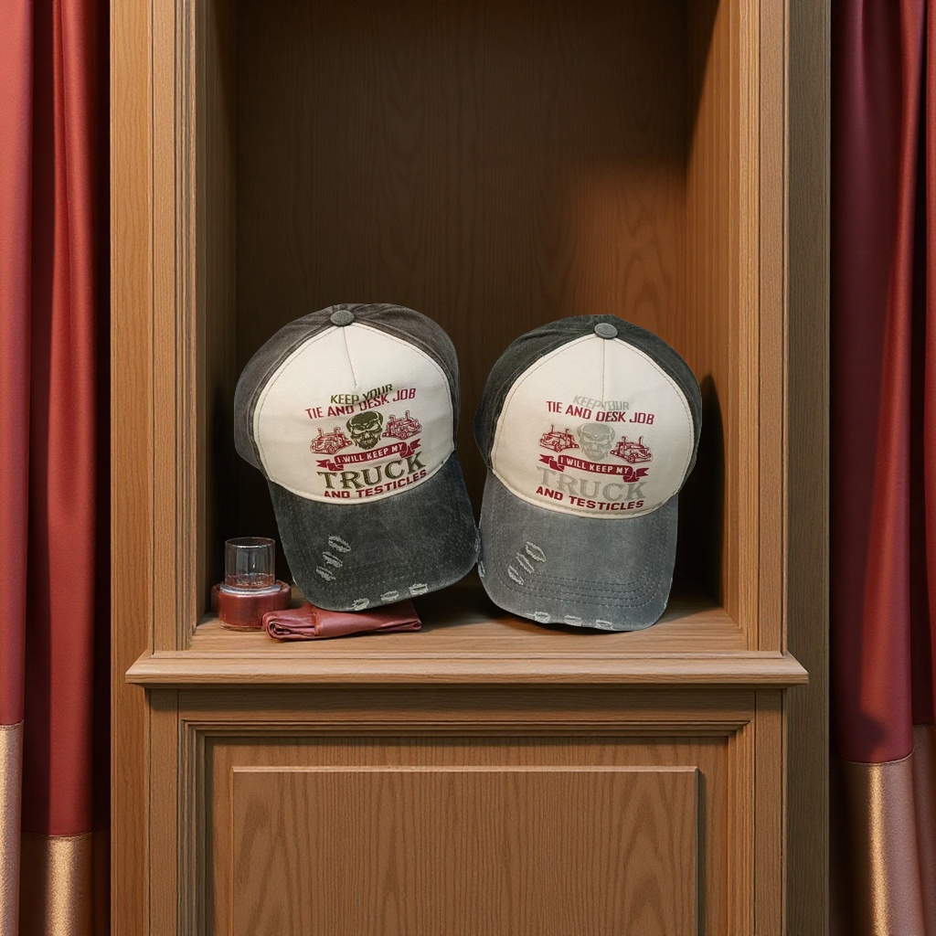 European and American trend adult baseball caps, women's printed skull letter casual baseball caps, men's truck driver caps Specification image