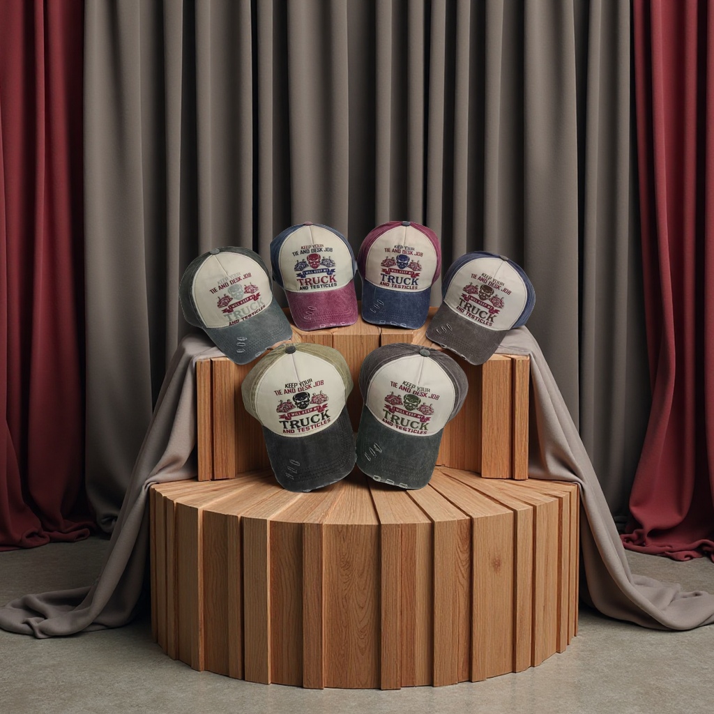 European and American trend adult baseball caps, women's printed skull letter casual baseball caps, men's truck driver caps Item Picture