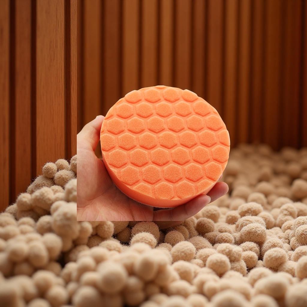 Wool car polishing and waxing sponge disc hexagonal texture indentation repair and restoration set 34567 inch car cleaning tools details Picture