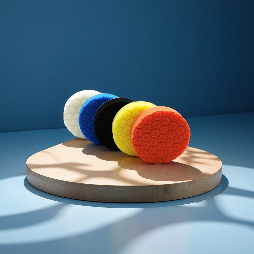 Wool car polishing and waxing sponge disc hexagonal texture indentation repair and restoration set 34567 inch car cleaning tools Specification image