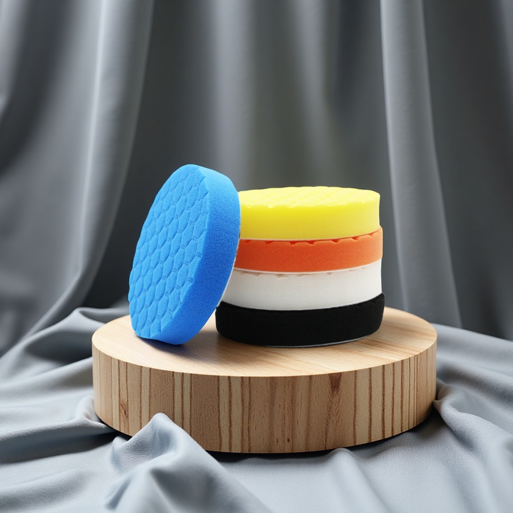 Wool car polishing and waxing sponge disc hexagonal texture indentation repair and restoration set 34567 inch car cleaning tools Item Picture