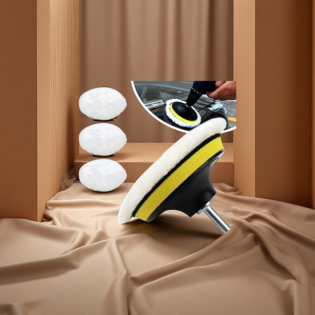 跨境电商汽车美容抛光盘收蜡盘打蜡抛光垫植绒自粘羊毛球套装抛光轮耐用高效