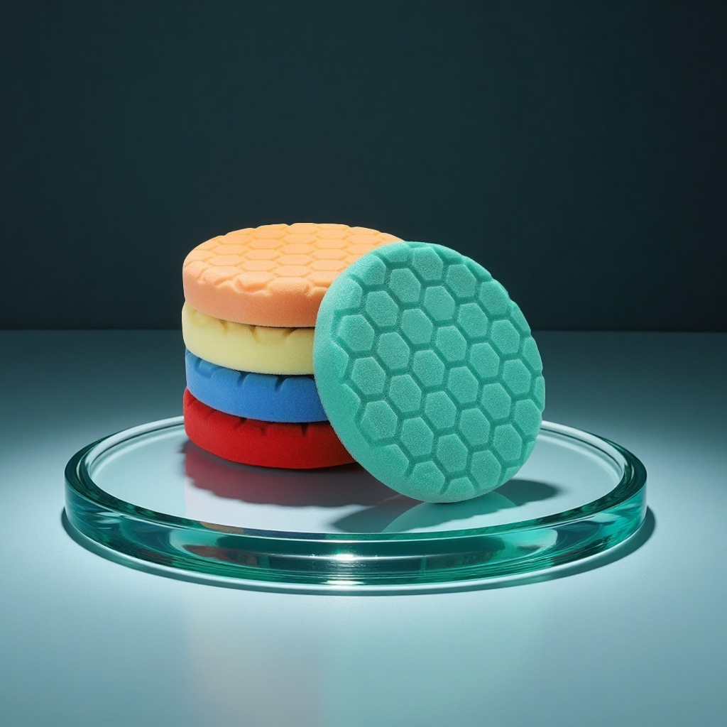 跨境直供龟纹海绵抛光盘六角汽车打蜡镜面还原轮5/6寸汽车清洁工具