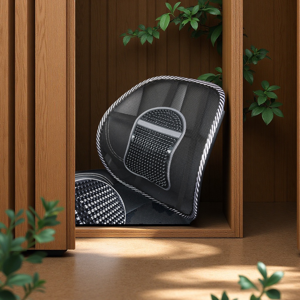 汽车腰靠夏季钢丝皮丁透气竹片按摩护腰靠背垫办公室家用舒适腰靠