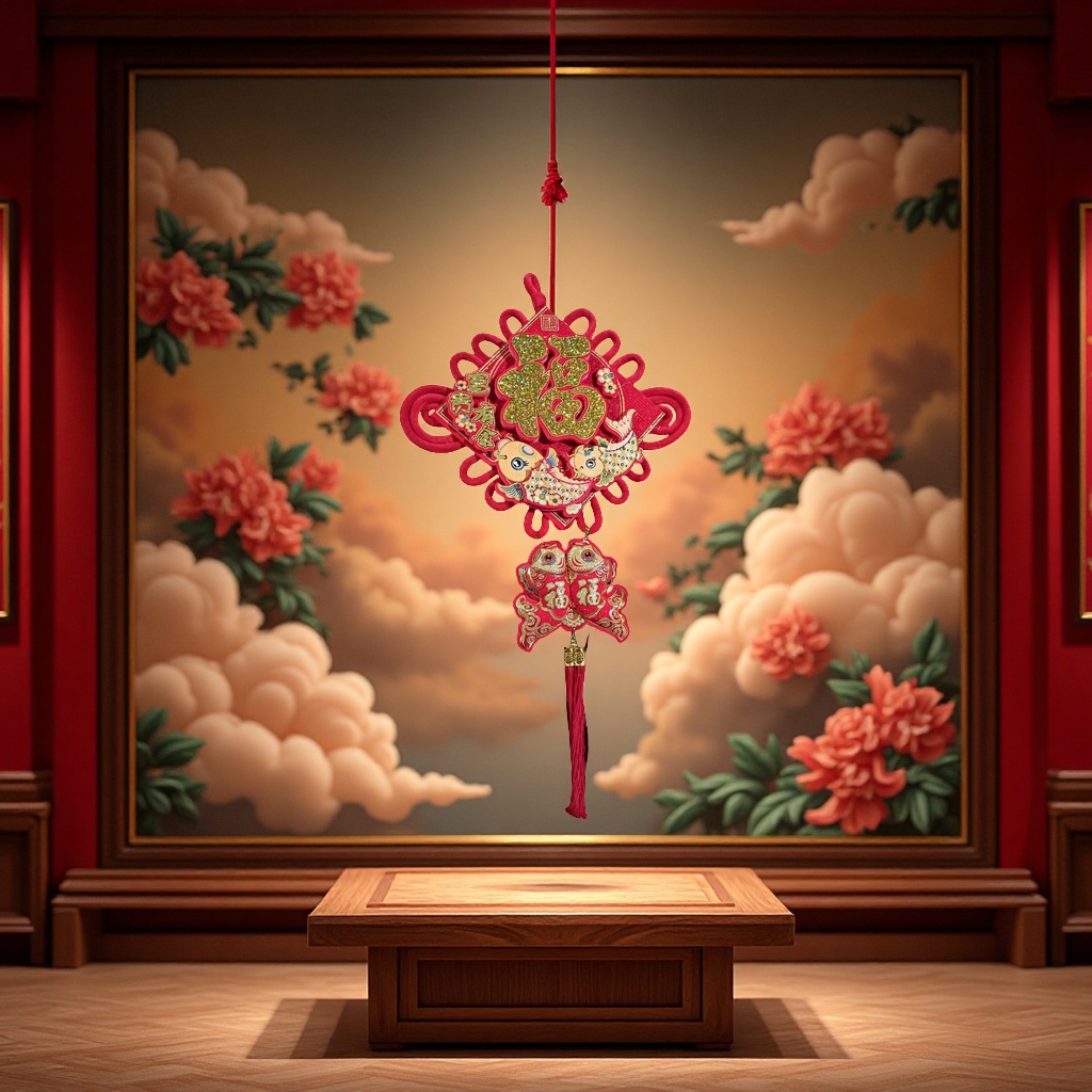 中国结福字万字结塑料镀金工艺品流苏穗子装饰挂件吉祥礼品