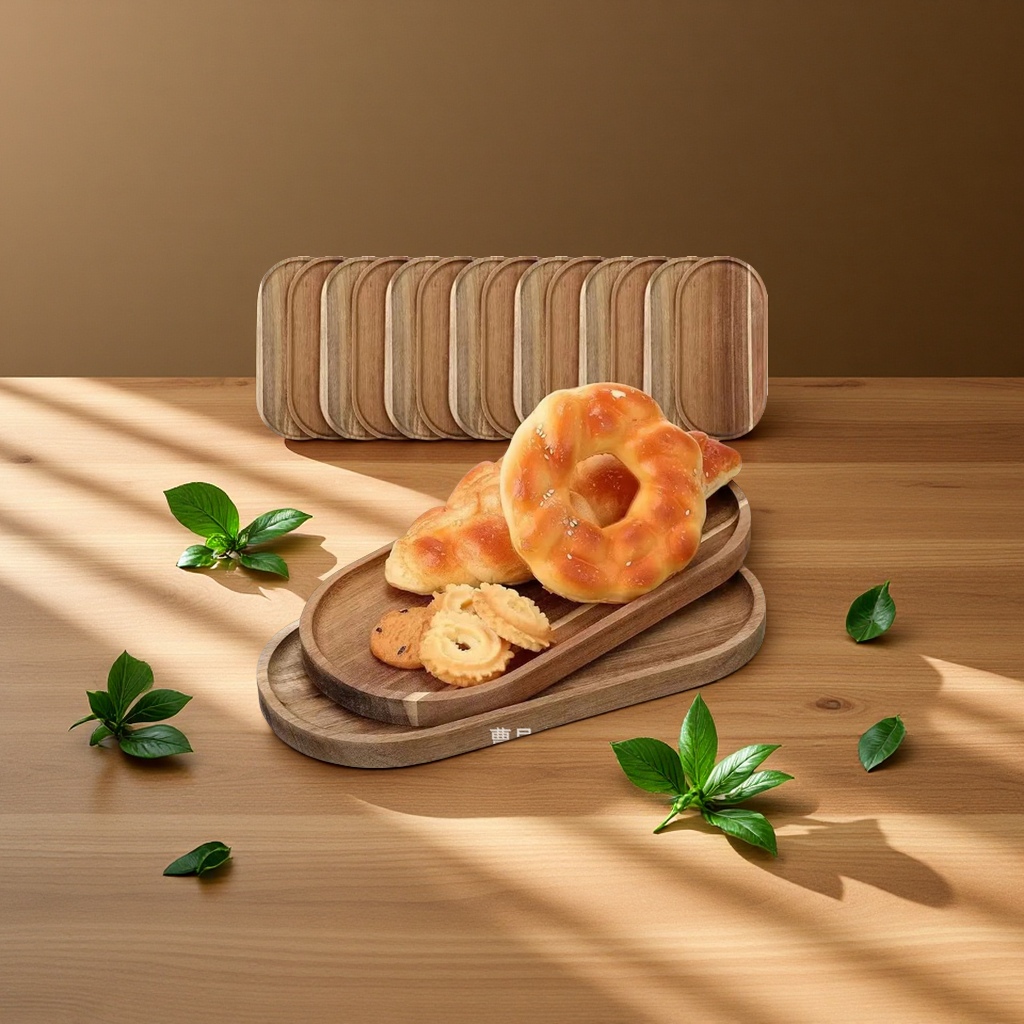 Modern and simple solid wood tray, home restaurant decoration, snack plate, oval, multi-specification wooden plate, wooden box packaging container Item Picture