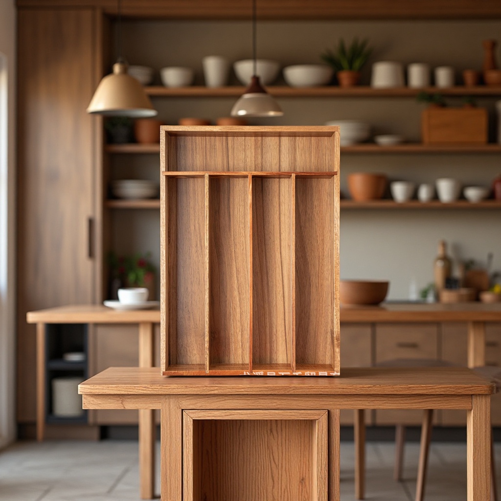 Acacia wood kitchen drawer storage, tableware and silverware stand, acacia wood organization box, daily necessities organization tool partition Item Picture
