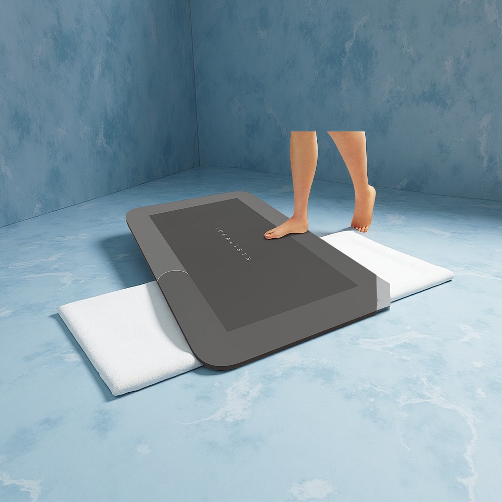 New type of diatom mud absorbent mat, anti-slip and quick-drying bathroom door mat, bathroom floor mat, entrance door mat, combination floor mat for home use Application Scenario