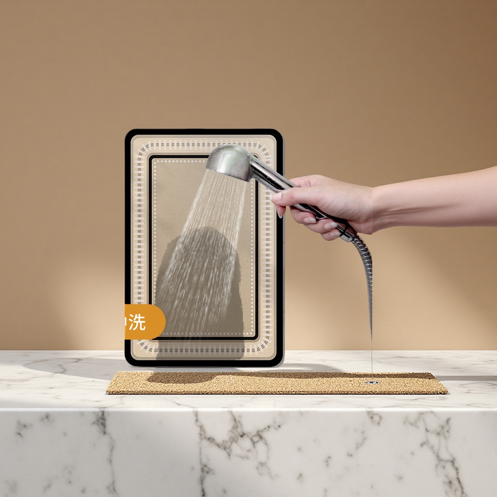 Anti-slip diatom mud bathroom floor mat, toilet absorbent mat, door floor mat, toilet and washroom anti-slip mat combination carpet Specification image