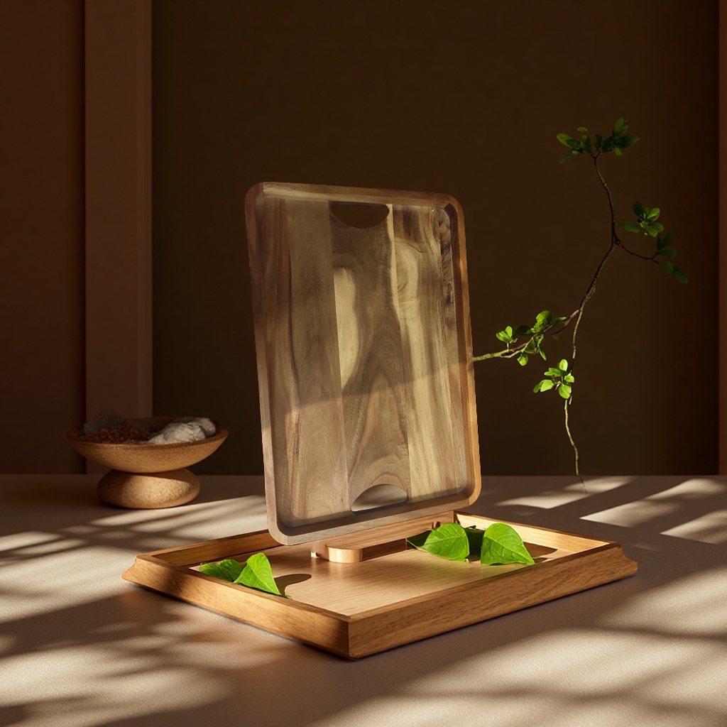 Acacia wood, bamboo wood, wooden tea tray, wooden pallet, household wooden pallet, simple, practical and multi-functional decorative item details Picture