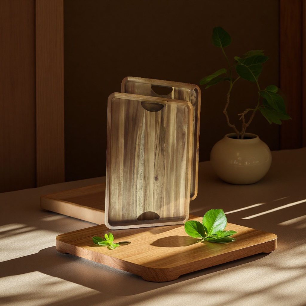 Acacia wood, bamboo wood, wooden tea tray, wooden pallet, household wooden pallet, simple, practical and multi-functional decorative item Item Picture