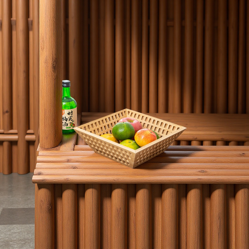 Wholesale of living room hollowed-out bamboo fruit storage baskets, household pastries, fruit plates, bread trays, handicrafts, decorations and gifts details Picture