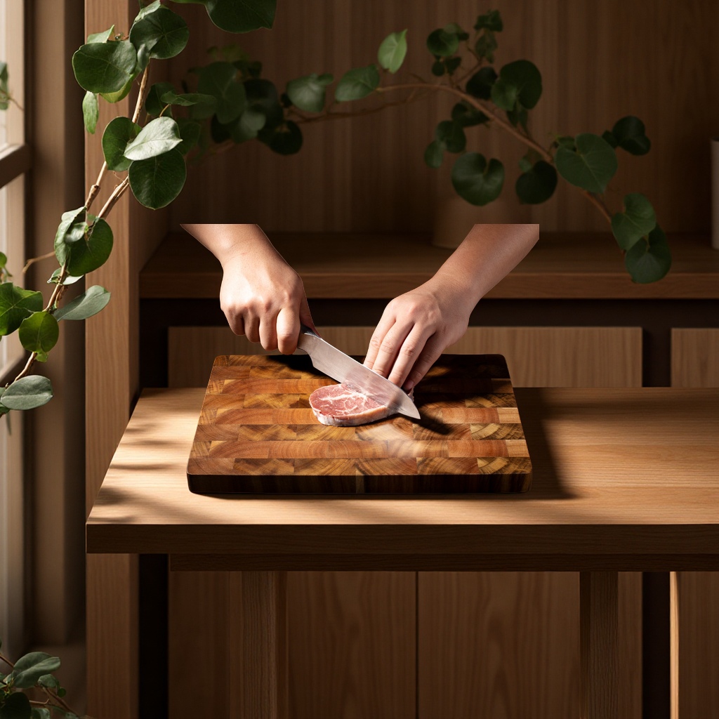 Thick large-sized solid wood spliced kitchen cutting board and chopping board made of acacia wood, durable household wholesale manufacturer Specification drawing