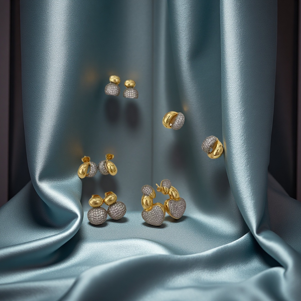 In 2025, the best-selling women's earrings will exude a sense of high-end, niche and light luxury. Wholesale of dual-color zircon stud earrings, fashionable and versatile full figure