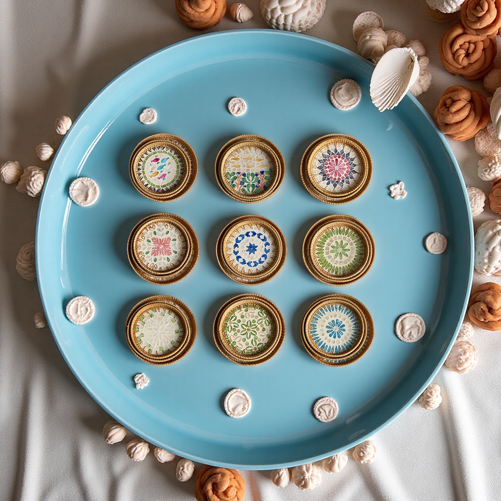 Xiaohongshu recommends a light luxury blue shell storage tray for perfume and aromatherapy decoration, breakfast pastries, tea trays, and plastic woven bag packaging Application Scenario