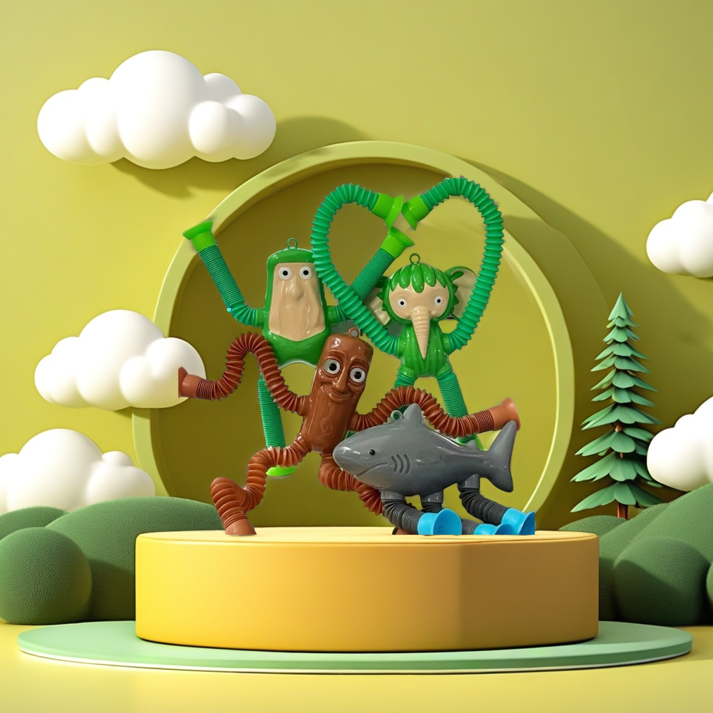 Cross-border fusion Wooden Stick Man fusion version parody Foreign Mountain and Sea Classic figurine Wearing shoes Shark Lala toy with lights Application Scenario