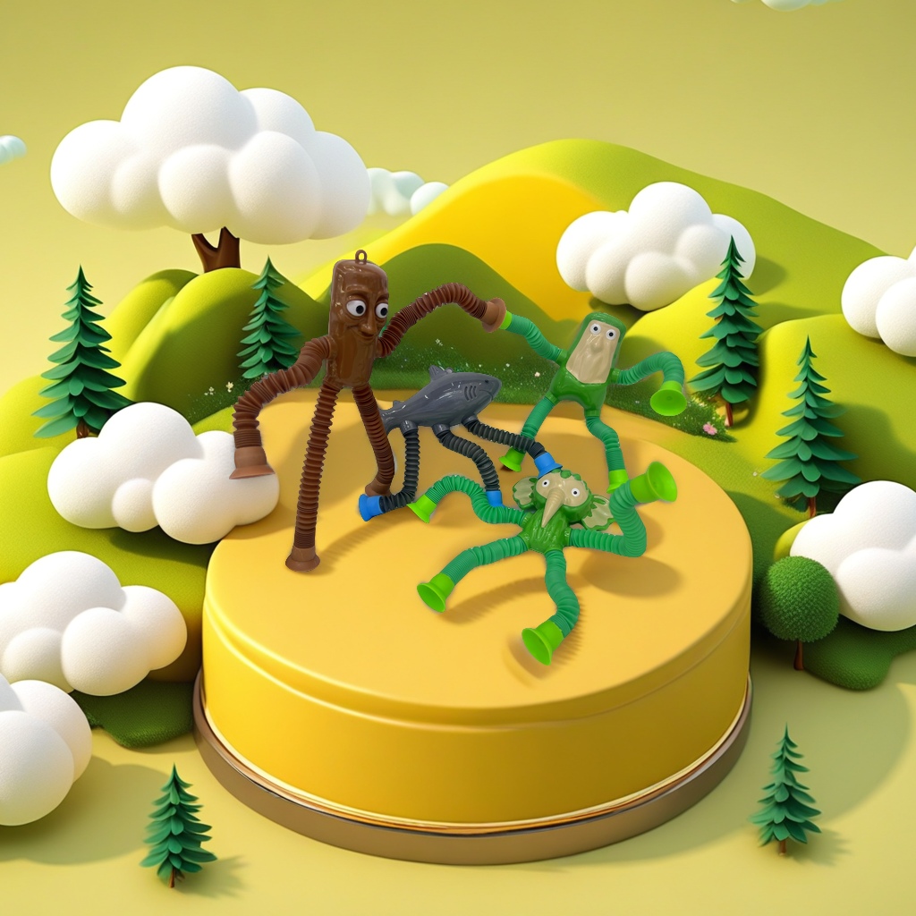 Cross-border fusion Wooden Stick Man fusion version parody Foreign Mountain and Sea Classic figurine Wearing shoes Shark Lala toy with lights details Picture