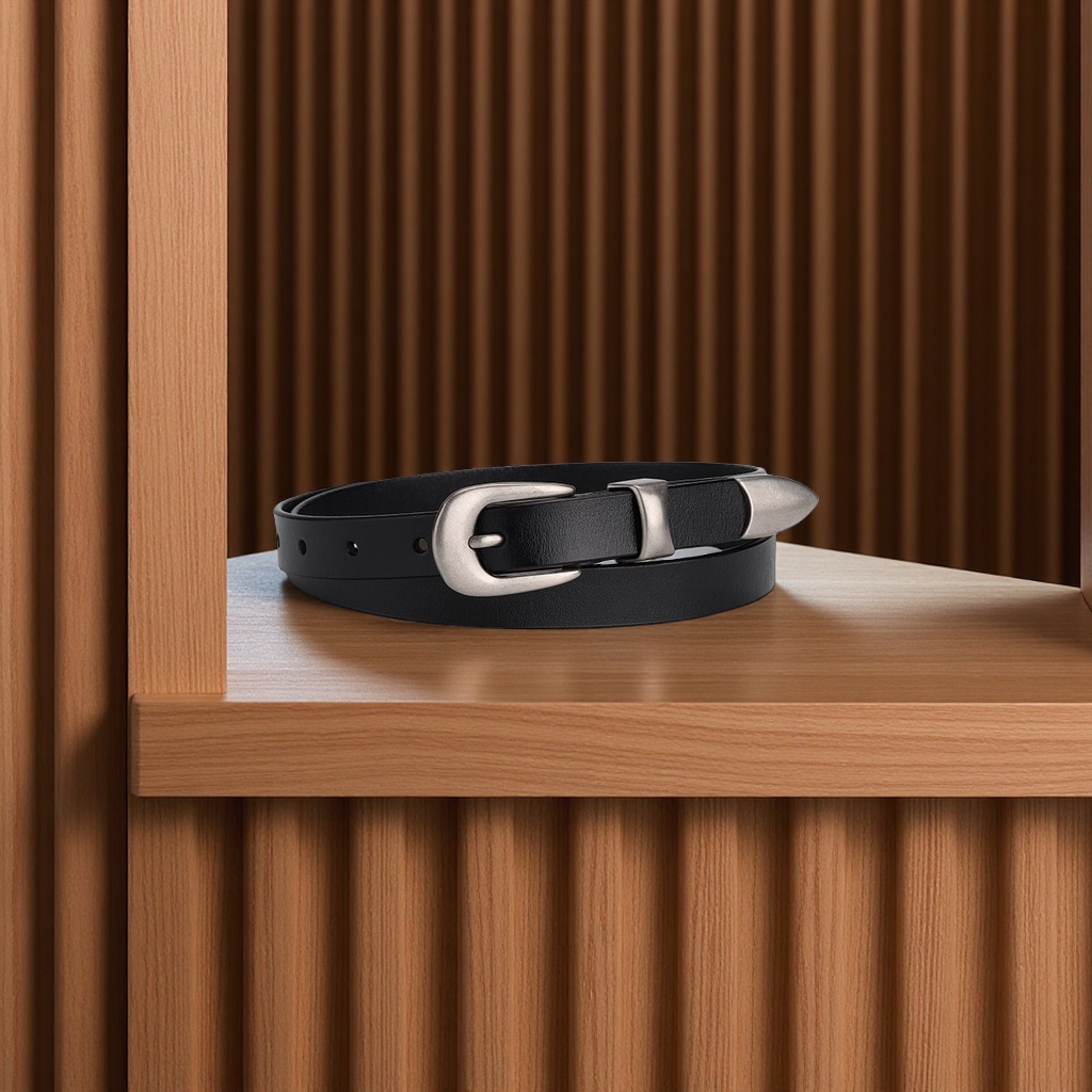 女士春季真皮装饰皮带百搭牛仔裤腰带女潮新款实心针扣时尚百搭款