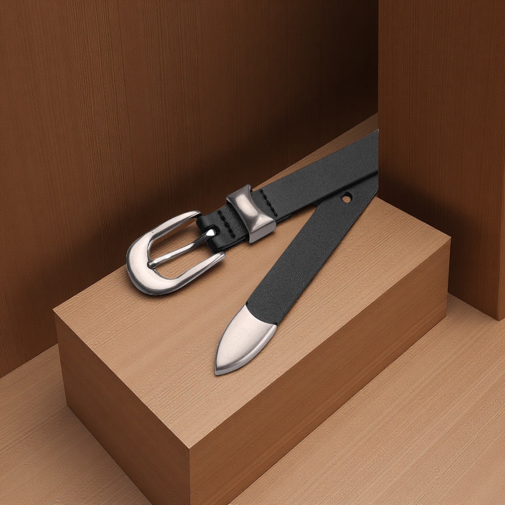 Women's spring genuine leather decorative belt, versatile denim belt, new solid pin buckle fashionable and versatile style Item Picture