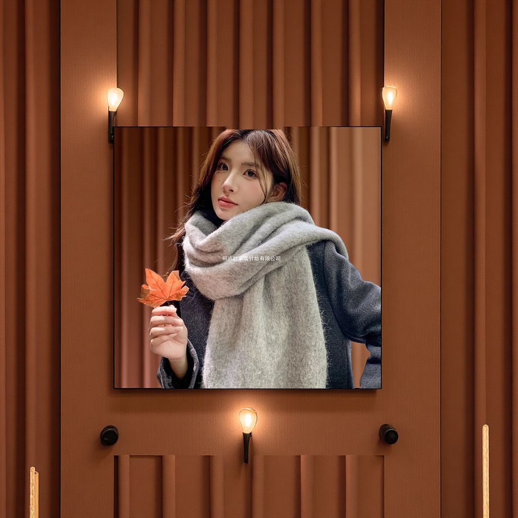 Korean autumn and winter women's long wool scarf, warm faux cashmere, versatile student shawl, thick and high-end scarf clothing accessory