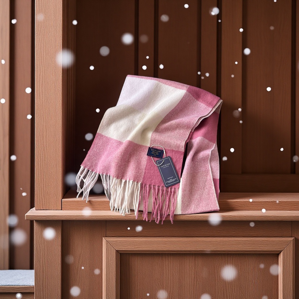 Autumn and winter checkered print couple's high-end faux wool warm scarf, ins style clothing accessories Specification image