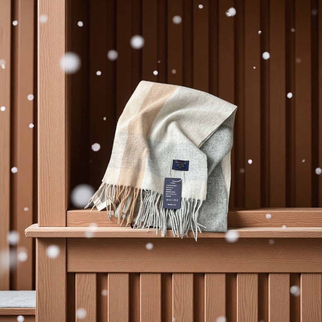 Autumn and winter checkered print couple's high-end faux wool warm scarf, ins style clothing accessories Application Scenario