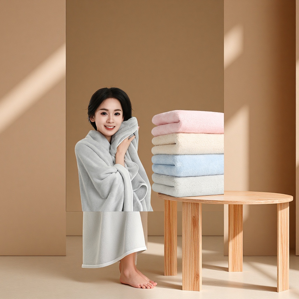 Jieliya Coral Fleece Bath Towel for Women, Large Water Absorption, Soft and quick-drying, couple men's wrap Towel, Adult towel Set 2025 New Style
