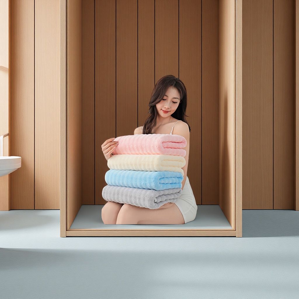 Coral fleece large bath towel thickened and enlarged, 90x170, adult quick-drying absorbent family bath towel custom gift towel home textile details Picture