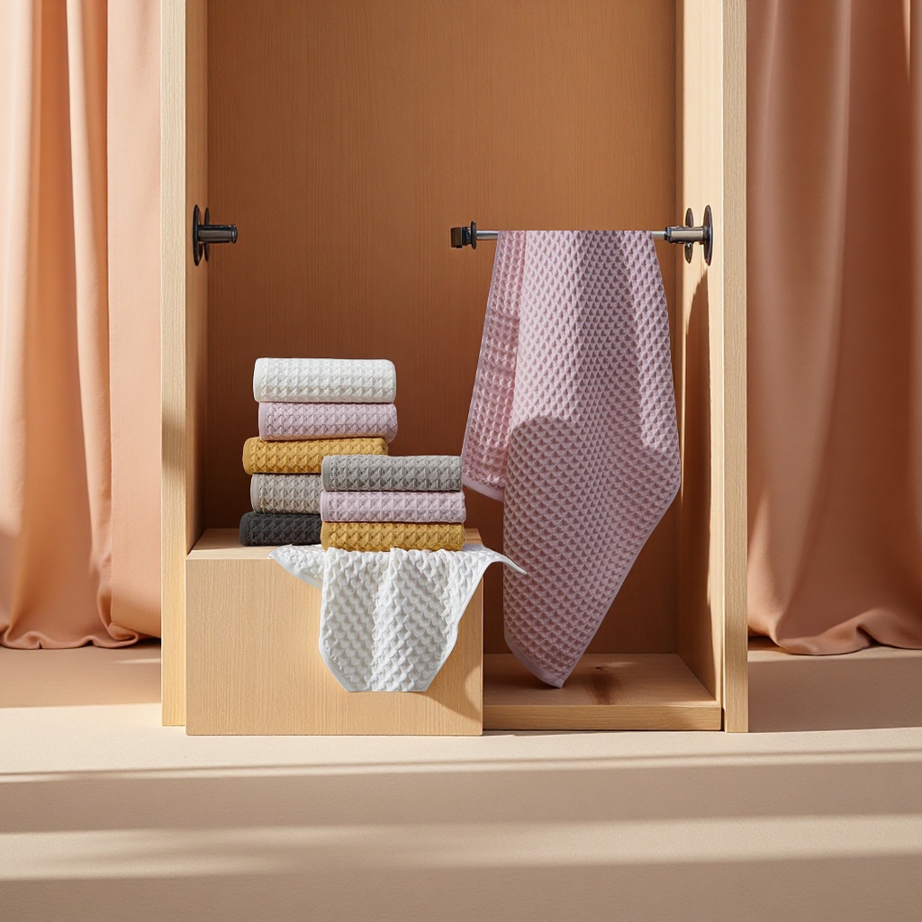 Pure cotton waffle gauze towel, adult face towel, soft and absorbent, household all-cotton Class A gift towel, face towel, home textile products Specification image