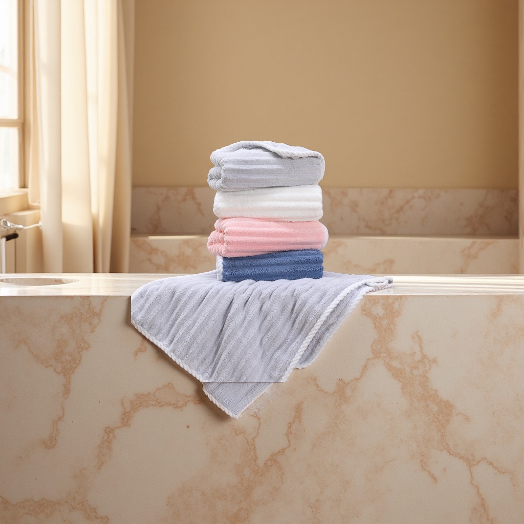 亲肤加厚珊瑚绒糖果条绒浴巾柔软吸水速干家庭用洗澡毛巾不掉毛家纺