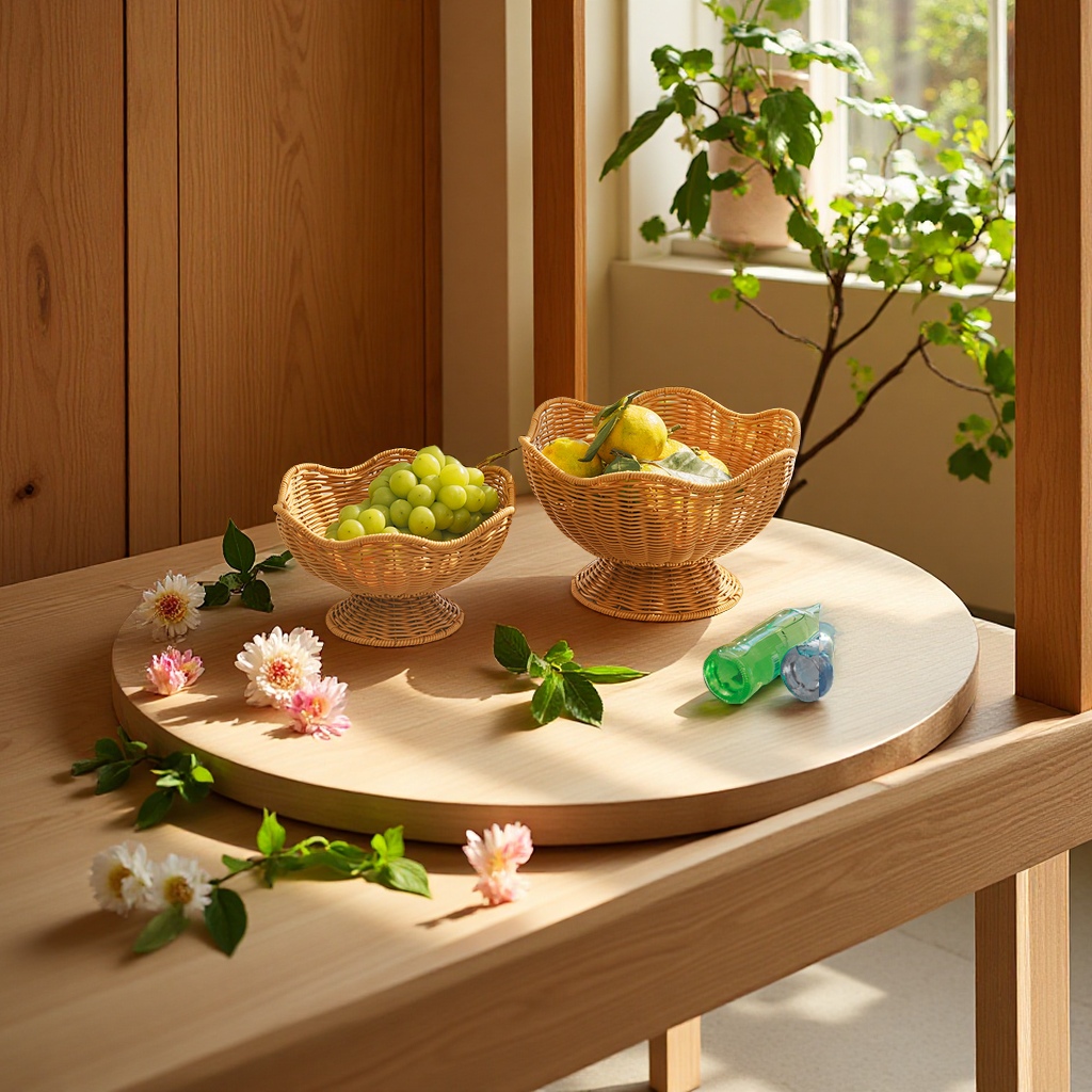 仿藤花形手工编织篮多功能收纳篮客厅水果蔬菜篮工艺品礼品民间藤编