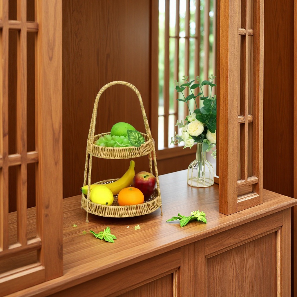 Handcrafted rattan imitation fruit basket, living room fruit and snack storage basket, dried fruit and snack plate, household storage basket, dust-proof and organizing supplies details Picture