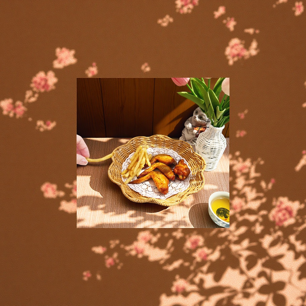 Imitation rattan woven basket, bread, cake, fruit tray, plum blossom-shaped storage, inventory, heart box, creative household goods storage, dust-proof basket, shopping bag full figure