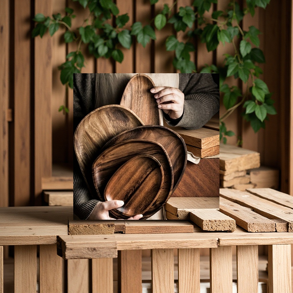 Japanese-style creative solid wood rectangular tea tray, home coffee and snack tray, acacia wooden tableware, afternoon tea supplies full figure