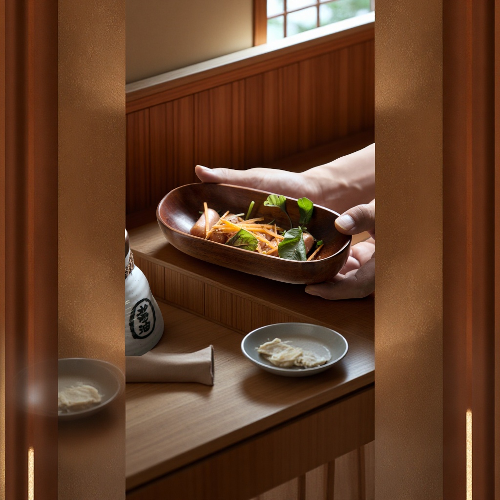 Japanese-style creative wooden boat-shaped tea tray, solid wood sushi and fruit plate, hotel dried fruit towel tray, tableware bowl details Picture