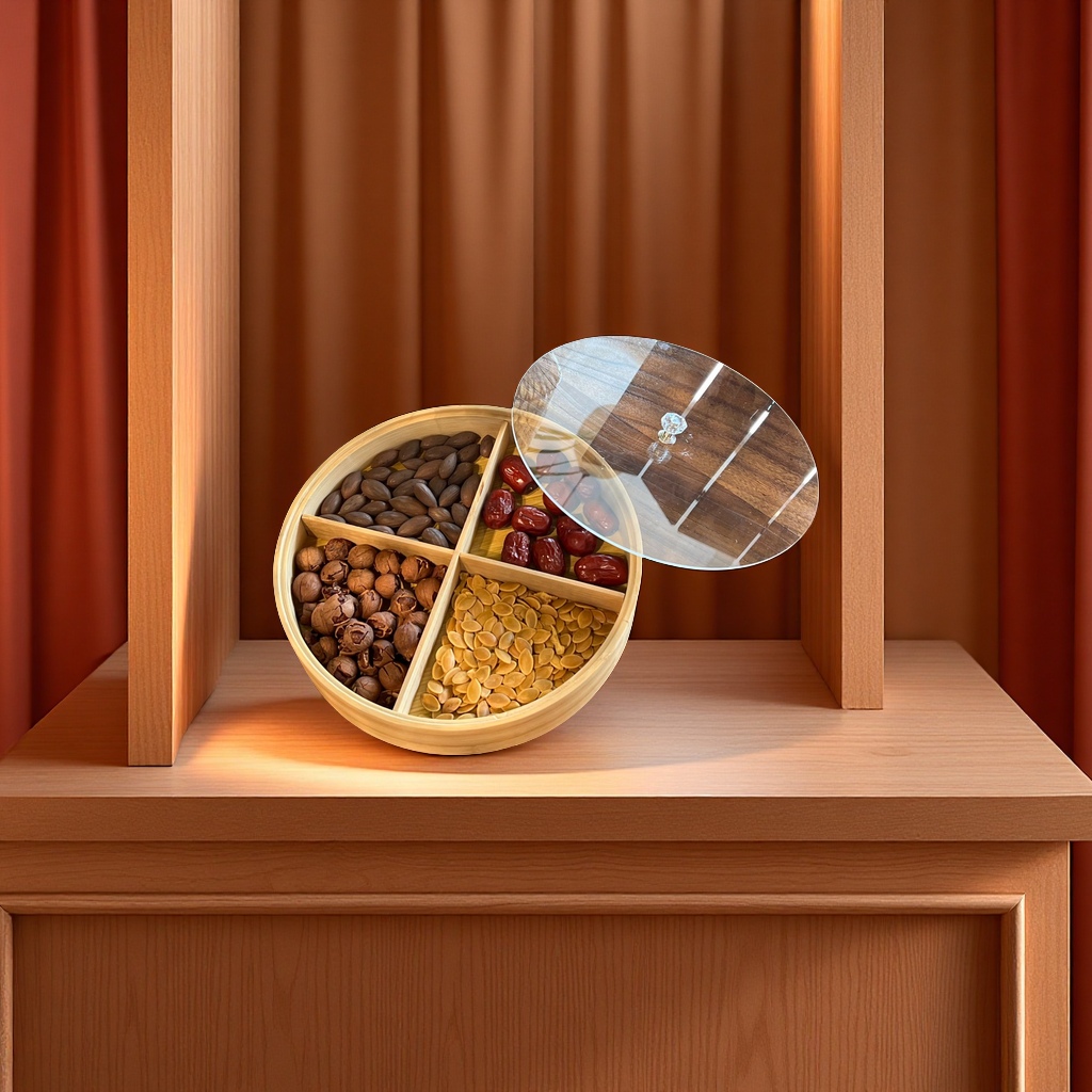 New Chinese-style dried fruit and snack storage box, home living room candy and nut storage box, daily necessities tableware, fruit plate and fruit basket details Picture