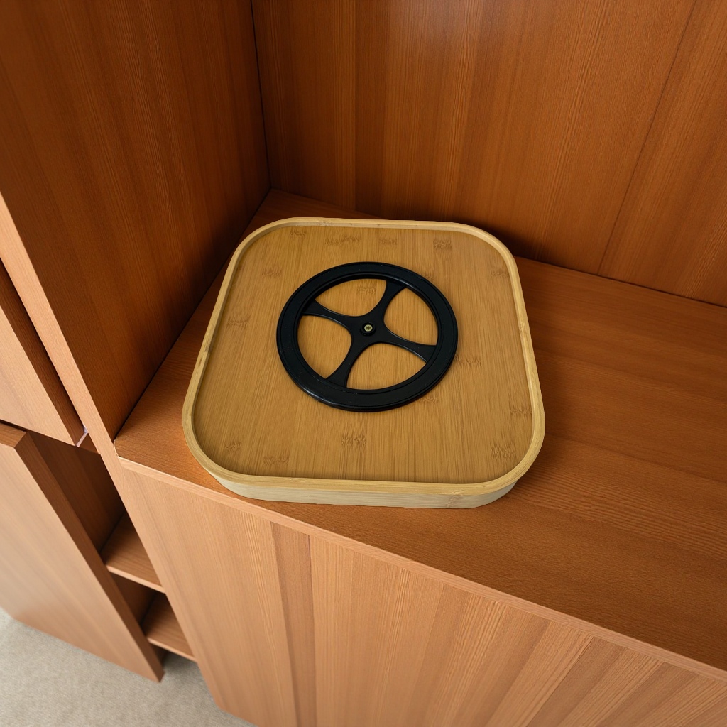 Bamboo multi-compartment rotating storage box, living room coffee table, food and dried fruit plate, new Chinese-style covered multi-purpose storage tray Item Picture