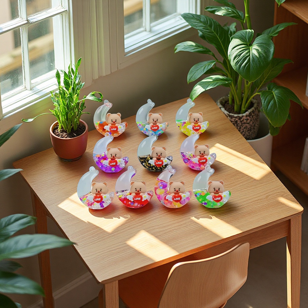 月亮天使熊猫流沙挂件批发 创意手工饰品礼品配饰时尚潮流多款可选产品图