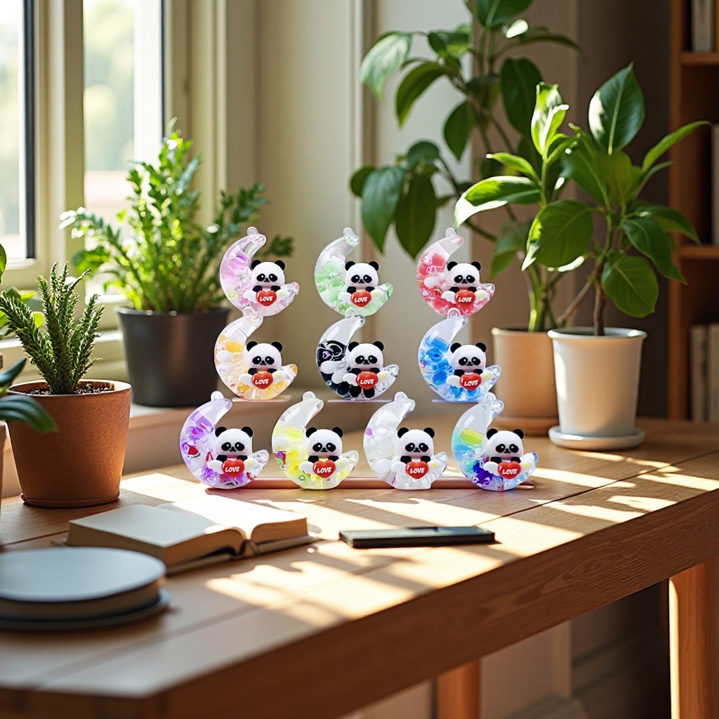 月亮天使熊猫流沙挂件批发 创意手工饰品礼品配饰时尚潮流多款可选